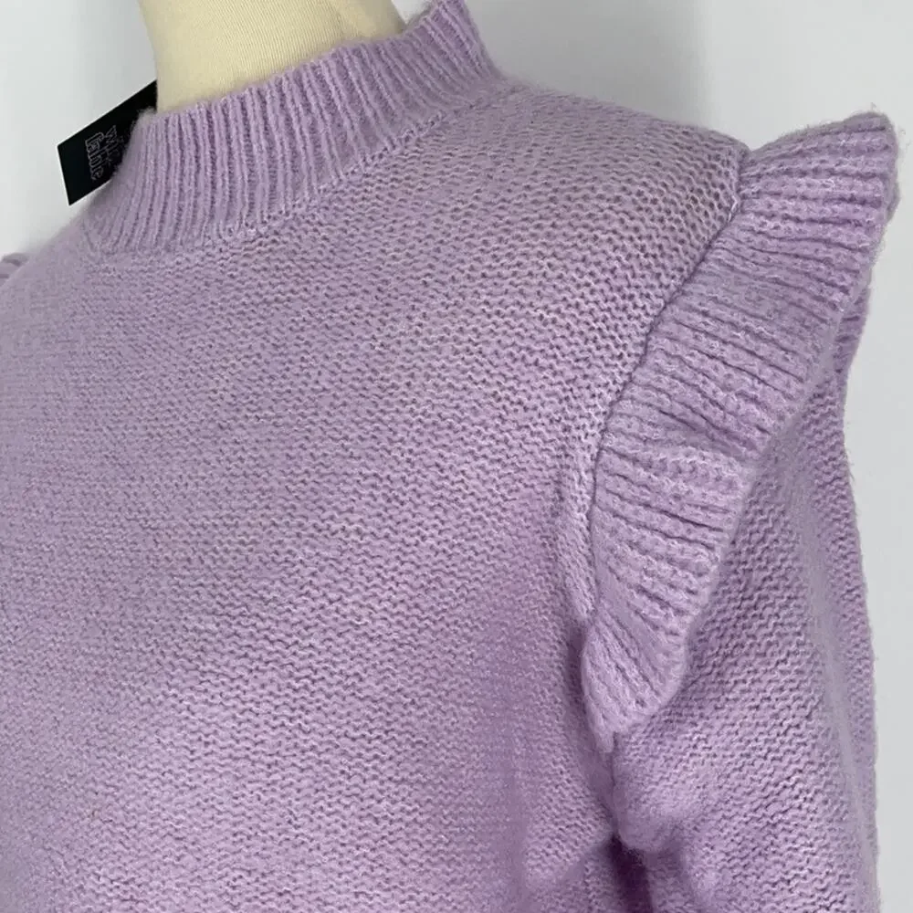 Wild Fable Purple Sweater Size Large Ruffle Sleeve‎